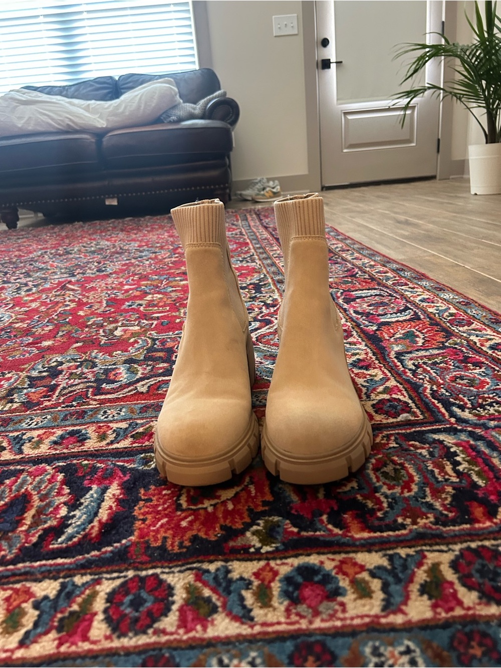 Steve Madden Tan Chelsea Lug Booties